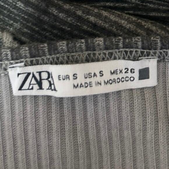 Zara Black White Tie Dye Halter Sleeveless Ribbed Knit Midi Bodycon Dress Size S - Picture 4 of 5
